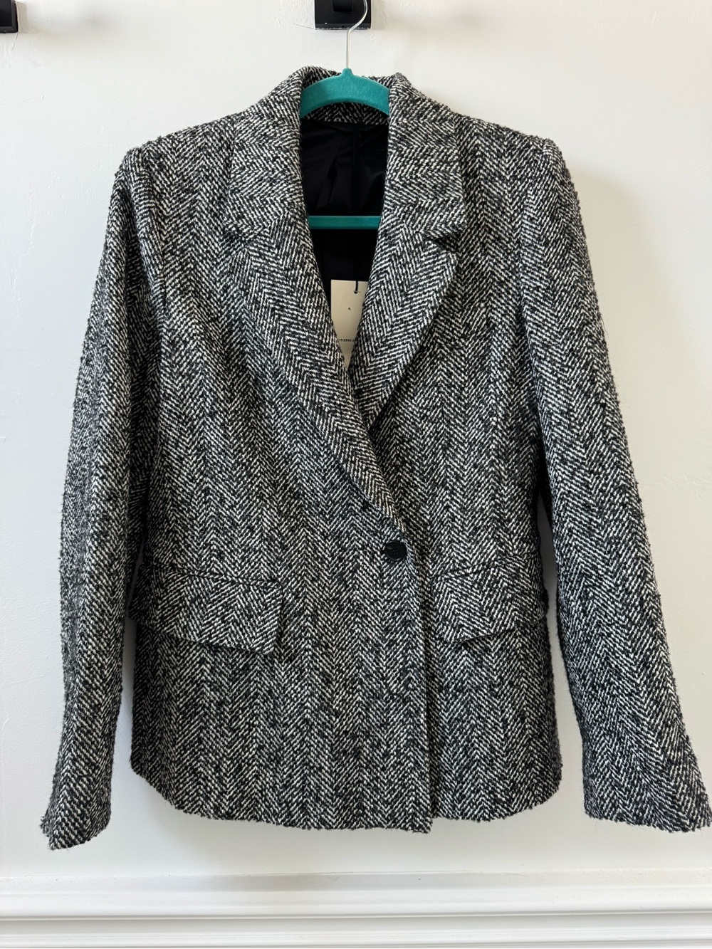 Citizens Of Humanity Black & White Herringbone Blazer